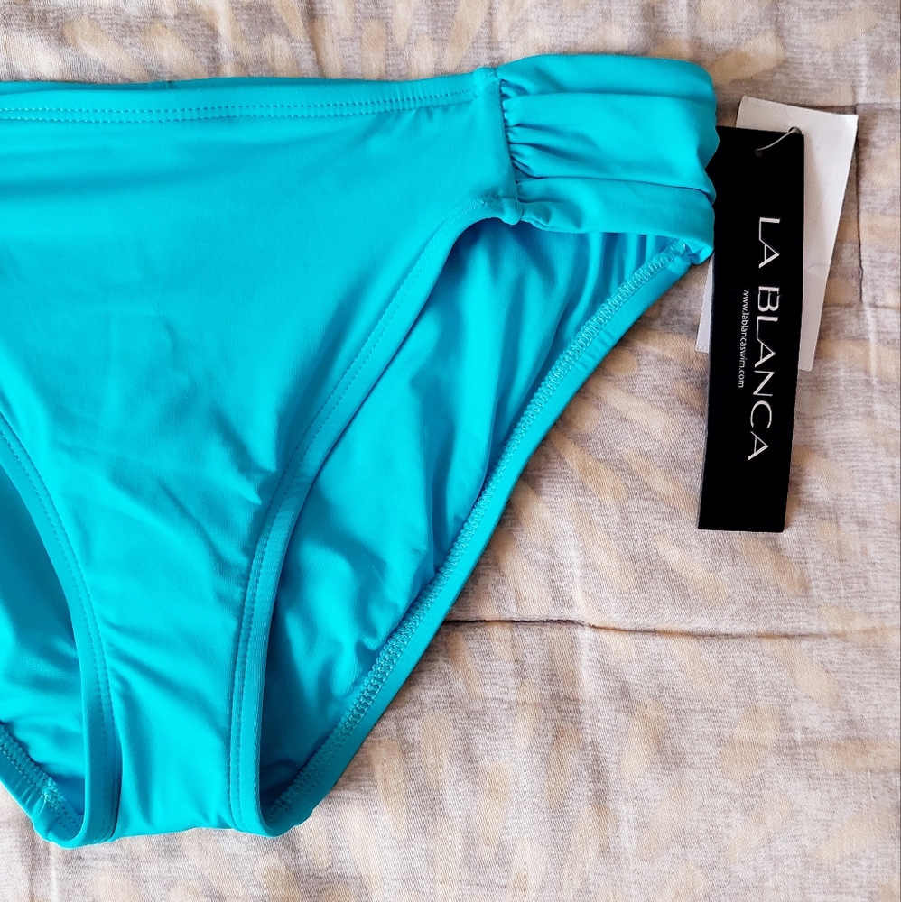 La Blanca Turquoise Bikini Bottom Size 8 - Picture 2 of 10